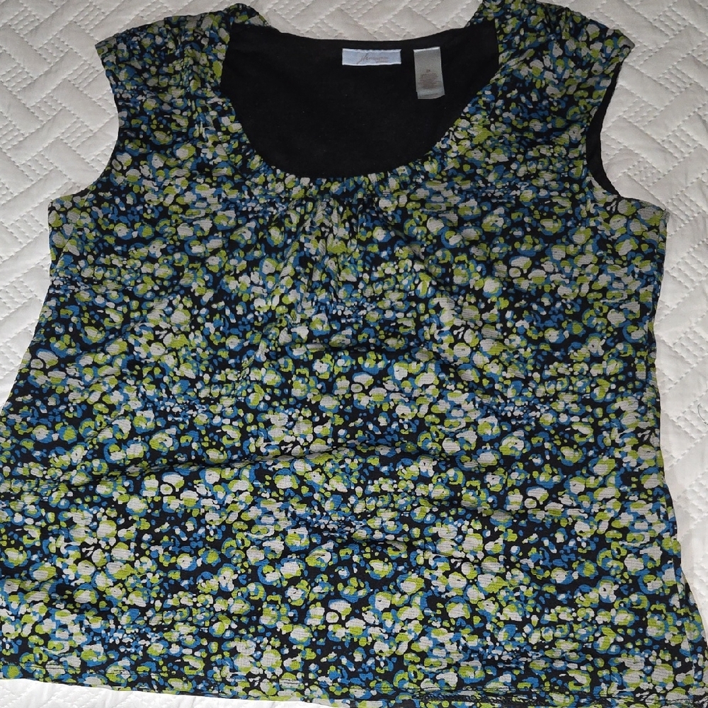 JH Collectibles Blue and Green Floral Blouse